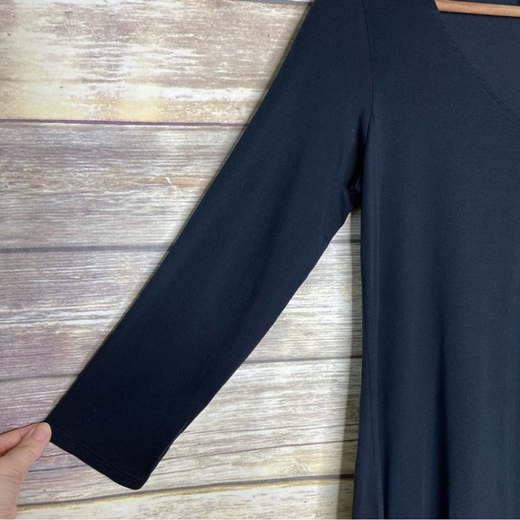 EILEEN FISHER Tencel Cashmere Stretch Jersey Tunic Top XS Ruched V-Neck - Picture 3 of 6
